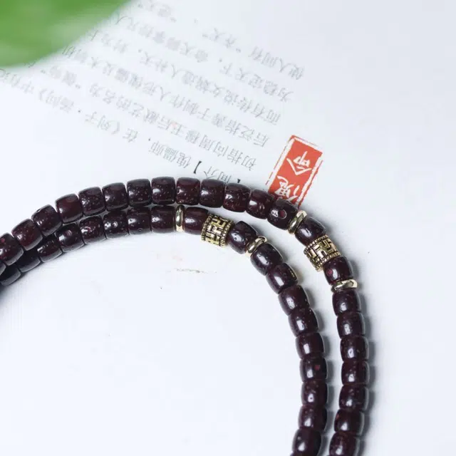 爵倾 直切朱砂供大黑合金黑武士黑金无相隔片椰壳隔片 星月菩提 珠串 男女同款情侣款