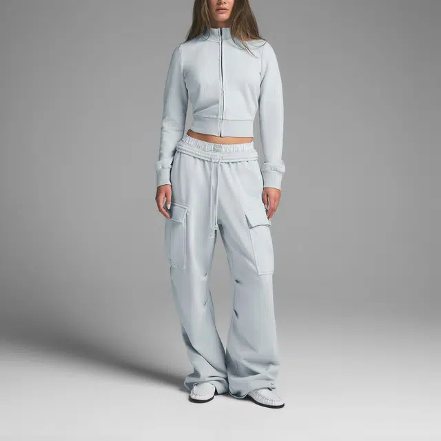 SKIMS SS25 BOYFRIEND FLEECE TRACK JACKET ZEN BLUE