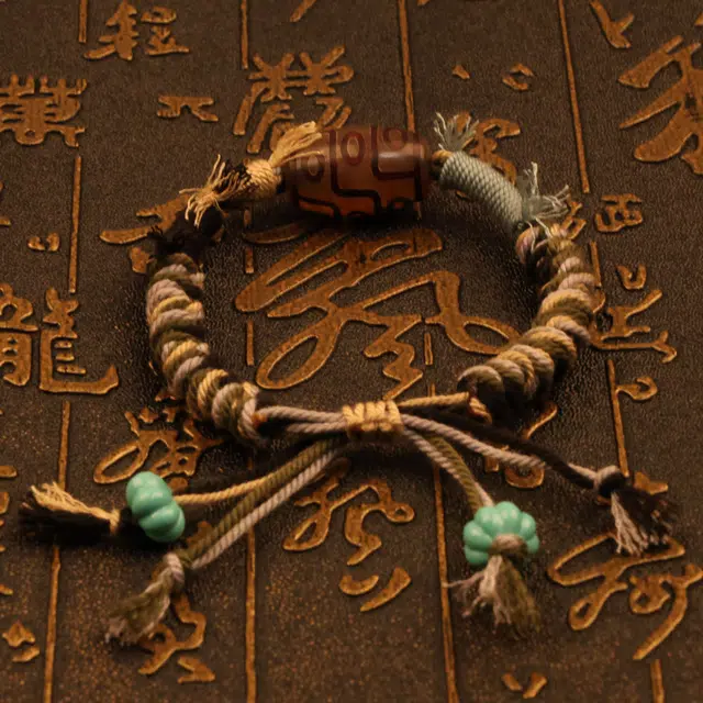 悠笙 新中式九眼天珠 藏式名族风 护身佛珠 手工编织绳 玛瑙 手链 男女同款情侣款
