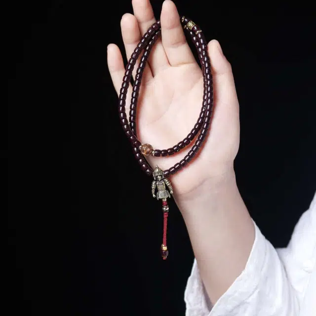 爵倾 直切朱砂供大黑合金黑武士黑金无相隔片椰壳隔片 星月菩提 珠串 男女同款情侣款