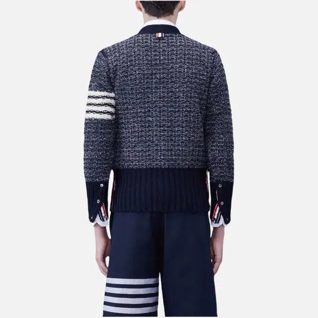 THOM BROWNE Mohair Tweed 4-Bar Classic V-Neck Cardigan V