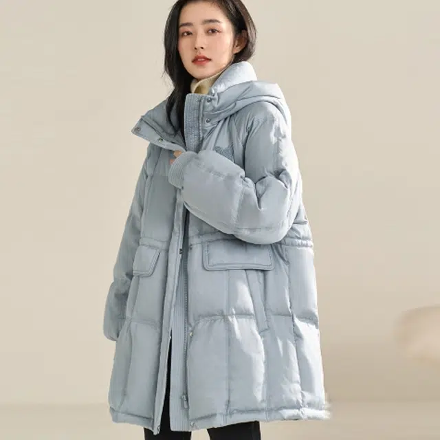 茵曼 纯色连帽加厚羽绒服 女款