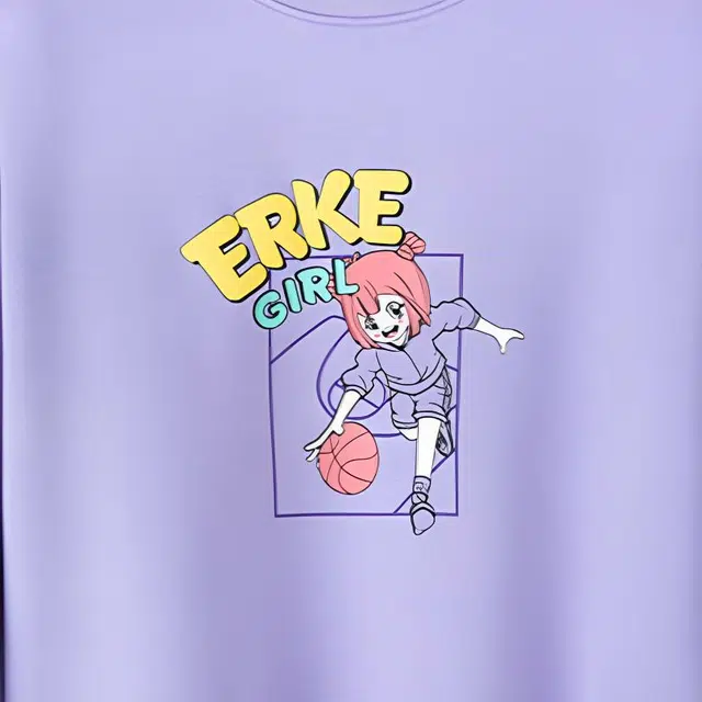 鸿星尔克儿童 卡通字母印花圆领套头休闲长袖卫衣 儿童款 冰沙紫