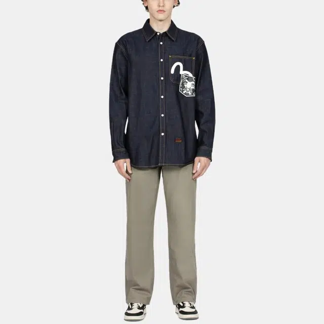 EVISU Daicock Print Relax Fit Denim Shirt