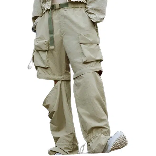 中国李宁 纯色中腰舒适透气百搭直筒运动长裤 男款 卡其色