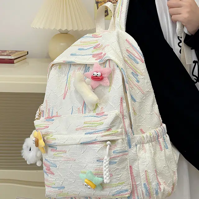 恒源祥 韩版学院风 尼龙 双肩包 常规 男女同款情侣款 粉色/蓝色/黑色/白色/黄色