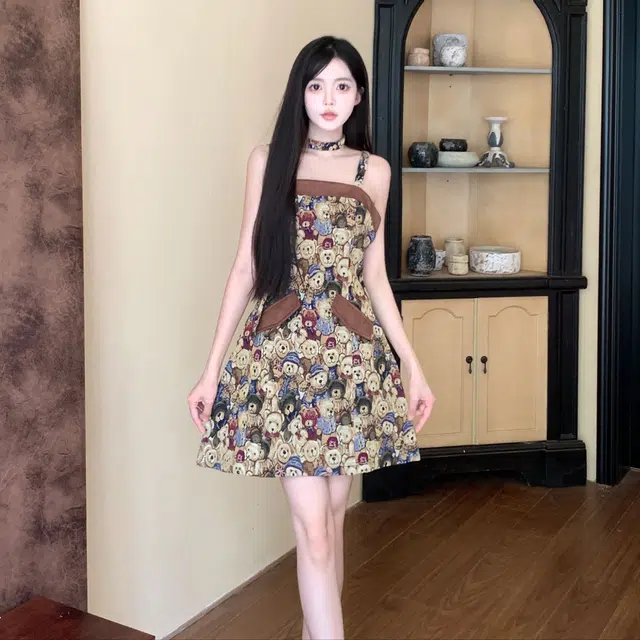 古莲菲 长袖短外套显瘦连衣裙裙装套装 女款 棕色