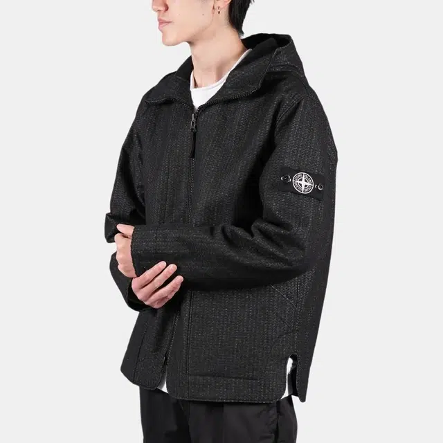Stone Island White Label Reflective Hooded Jacket Black