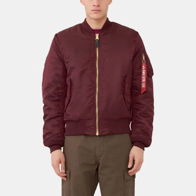 Alpha Industries Slim Fit Flight Jacket Wine Red