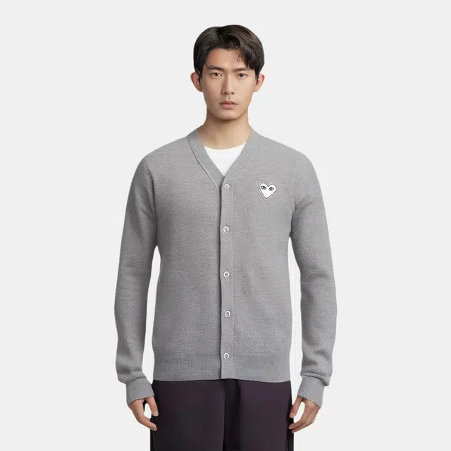 CDG Play Sweater Light Grey