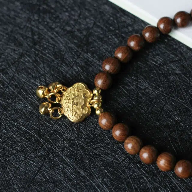 爵倾 时来运转古雅经典宫锁珠链手串 金丝檀木 珠串 男女同款情侣款