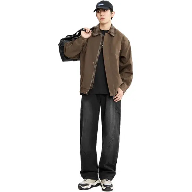 三福 假两件运动风长袖夹克 男款