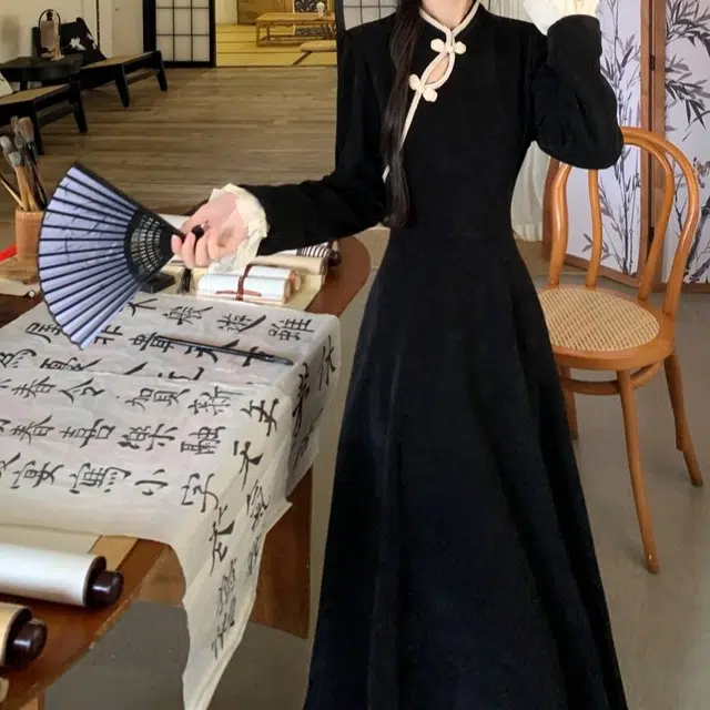 古莲菲 高级感国风新中式长袖连衣裙 女款