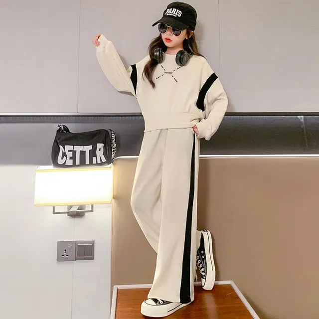 唐狮童装 韩版甜美可爱风宽松卫衣卫裤休闲运动套装 儿童款