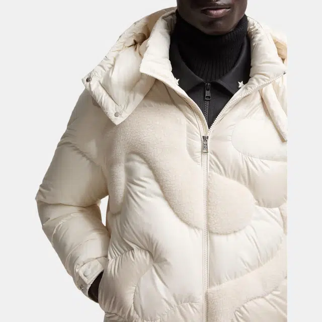 Moncler Candes Hooded Teddy Intarsia Short Down Jacket