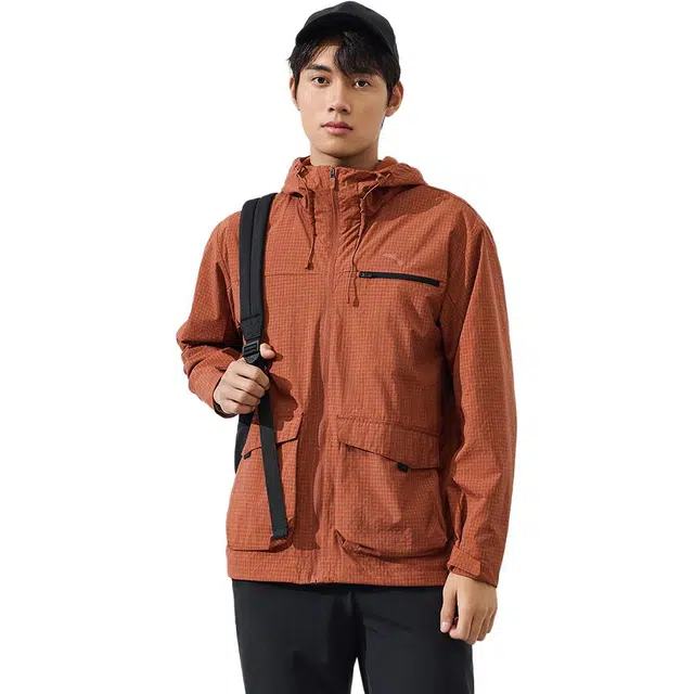 超级安踏 运动休闲简约纯色连帽宽松夹克外套 男款 素净灰