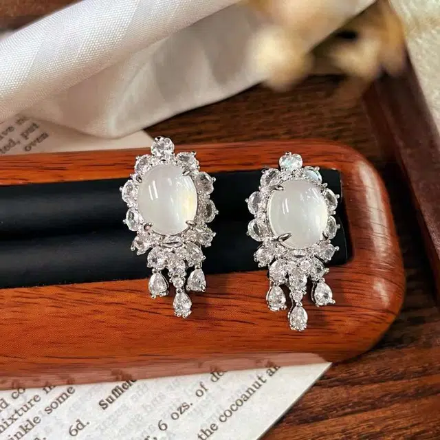 识恩 冰清玉洁#好运#好运 玉髓 耳环 女款