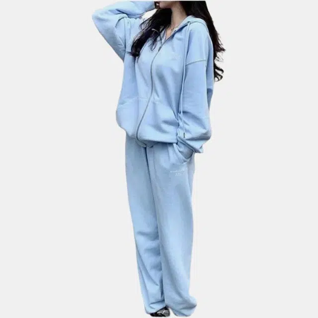 acme de la vie ADLV SS23 Solid Zip Hoodie Sky Blue