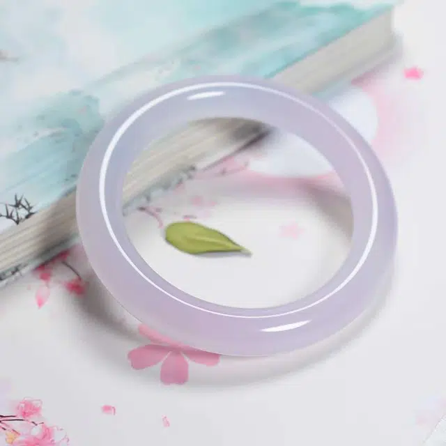 赐帛 紫罗兰薰衣草粉紫圆条 玉髓 玉石手镯 女款