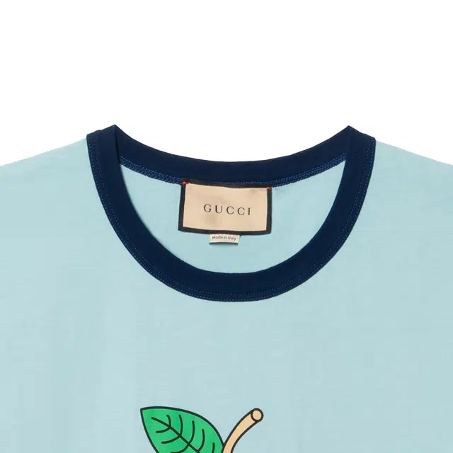 GUCCI SS24 Logo Print T-Shirt Blue
