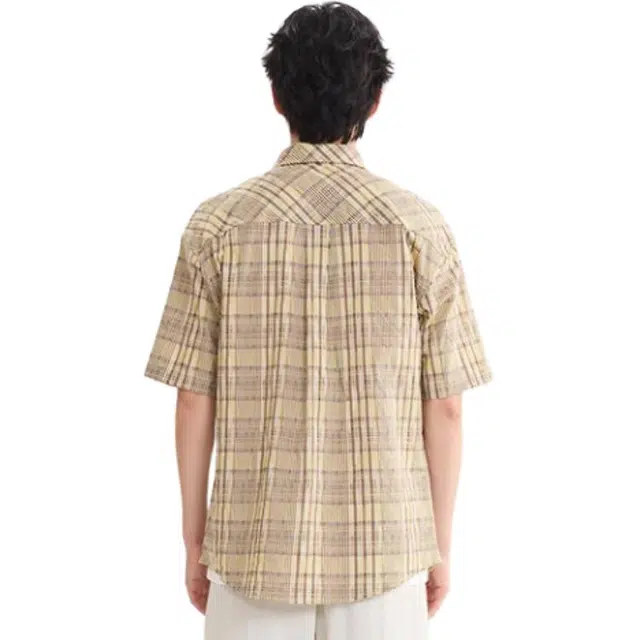 三福 肌理格休闲时尚翻领短袖衬衫 男款