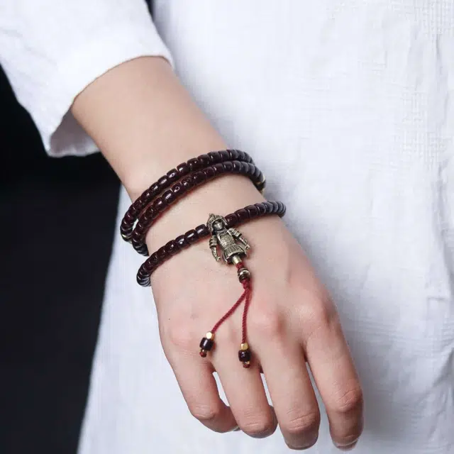 爵倾 直切朱砂供大黑合金黑武士黑金无相隔片椰壳隔片 星月菩提 珠串 男女同款情侣款