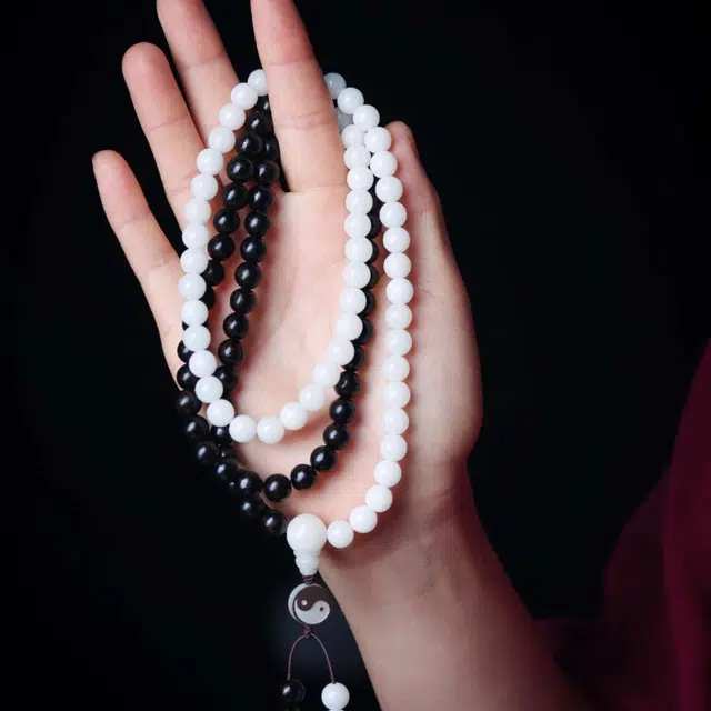 爵倾 阴阳八卦款 太极生两仪 两仪生八卦 白玉菩提 菩提类手串 男女同款情侣款