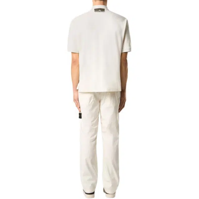 Stone Island Letter Button Polo Shirt White