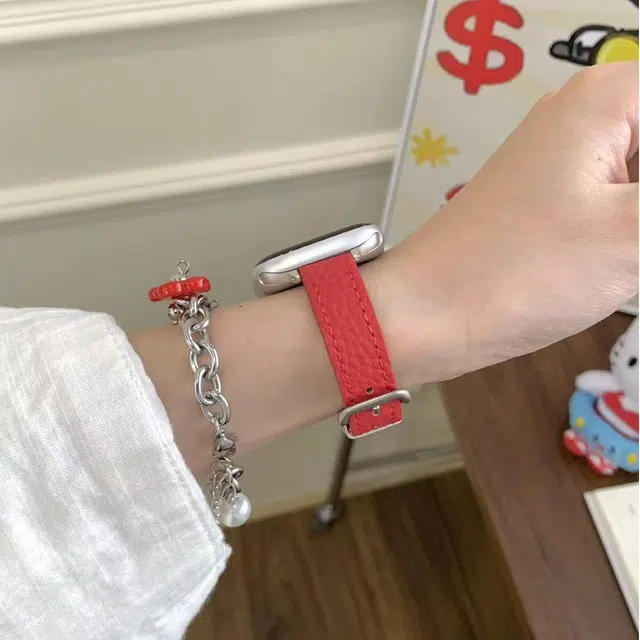 老佳 表带 苹果适用 真皮材质 猫咪荔枝纹男女通用