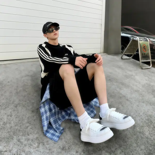 超纤皮 个性喷绘厚底增高舒适时尚百搭 低帮 板鞋 男款