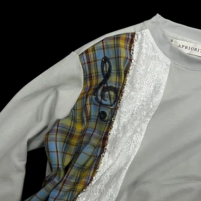 Apriority Clothing Lace Patch Crewneck Sweatshirt Gray