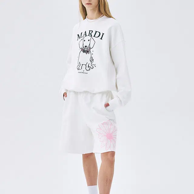 MARDI MERCREDI SS25 SWEATSHIRT SWING THE TAIL DDANJI FLOWER NECKLACE_WHITE PINK