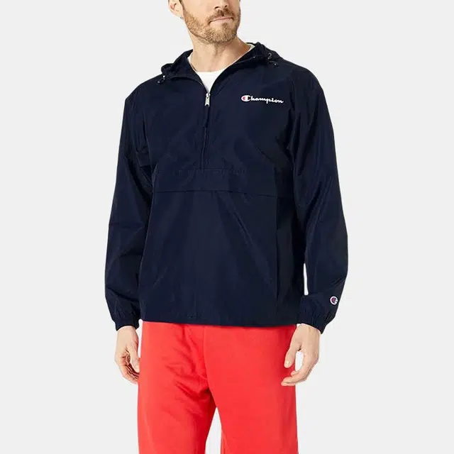 Champion Logo Half-Zip Hoodie Navy