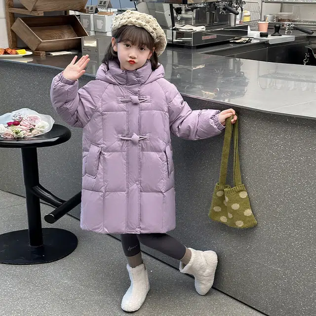 雅鹿 纯色连帽休闲棉衣 紫色 青少年