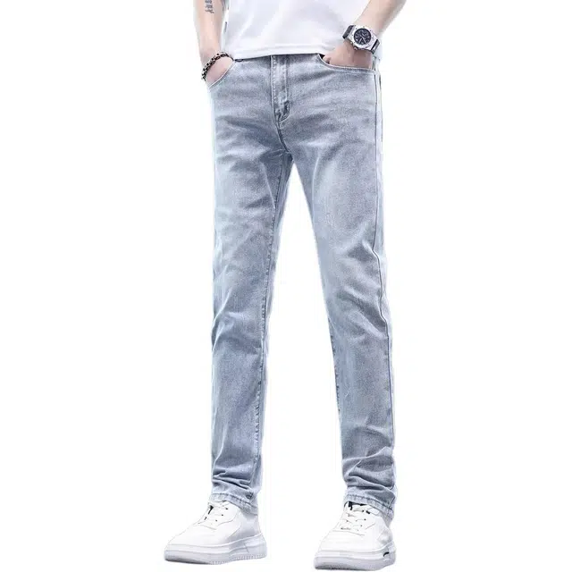 一碗士多 美式潮牌男士夏季修身弹力百搭长牛仔裤 男款