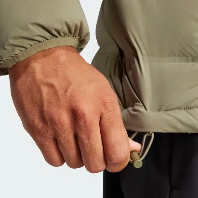 adidas Helionic Stretch Hooded Down Jacket Logo