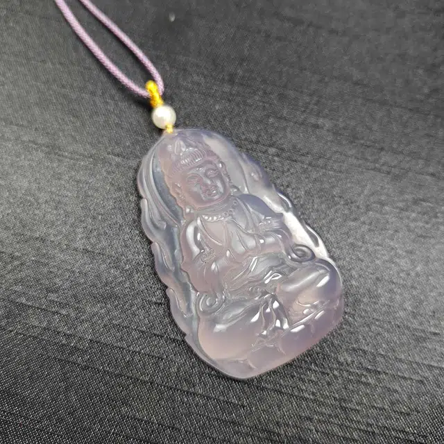赐帛 新中式帝王紫高冰玉髓玛瑙观音菩萨挂件精致简约时尚温润冰透转运平安 玉髓 玉石项链 男女同款情侣款