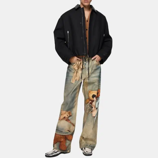 Acne Studios SS26 Barn Leather Trim Twill Zip Cotton Jacket