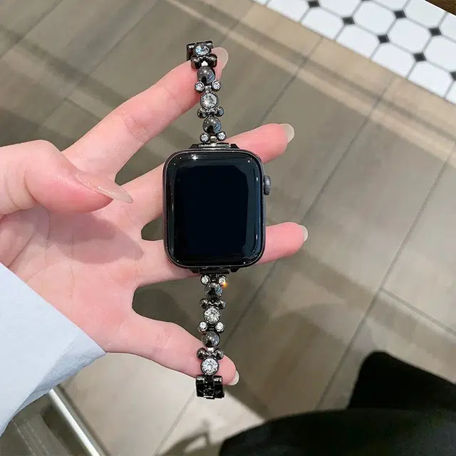 老佳 表带 苹果适用 金属材质 时尚金属镶钻表带男女通用