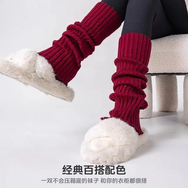 十三日季 袜套加厚保暖发热雪地靴堆堆中筒袜 女款