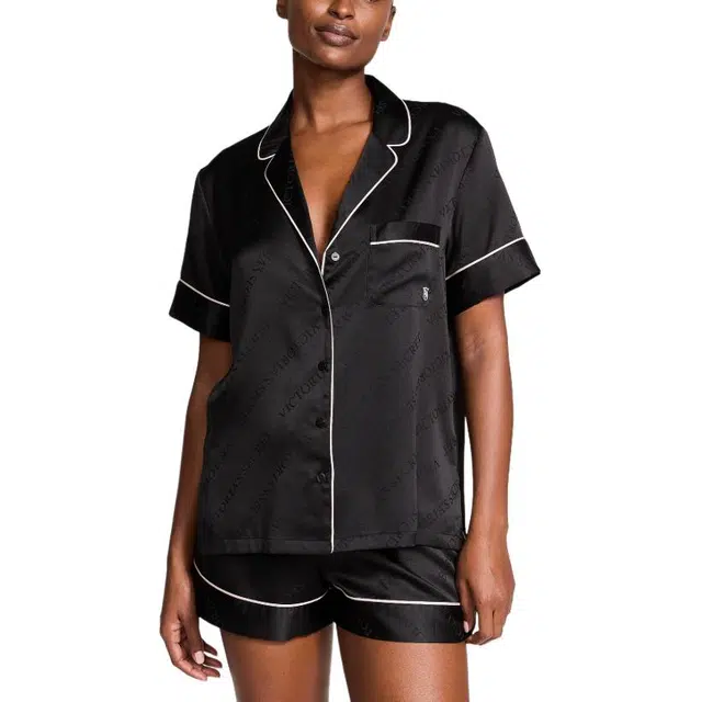 Victoria's Secret Satin Pajama Set Black