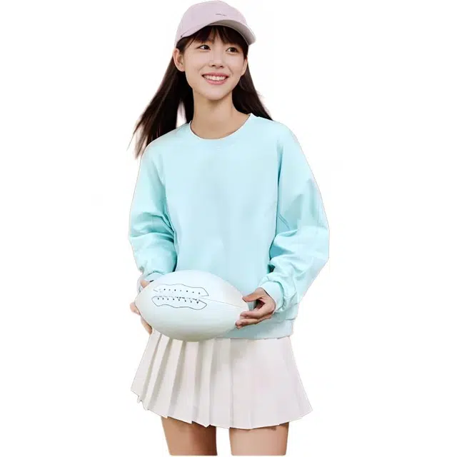 匹克 时尚系列 针织圆领纯色无帽宽松长袖休闲运动卫衣 男款 科技蓝