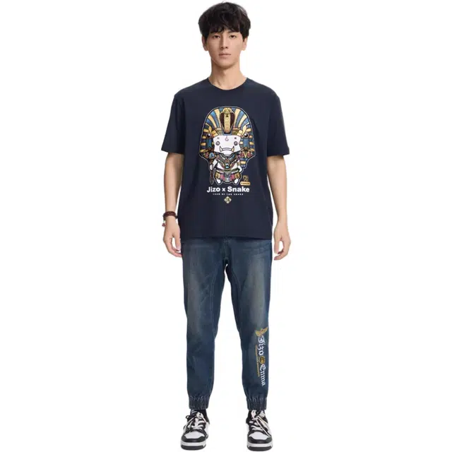 鬼洗 百搭简约潮流舒适束脚牛仔裤 男款 牛仔蓝