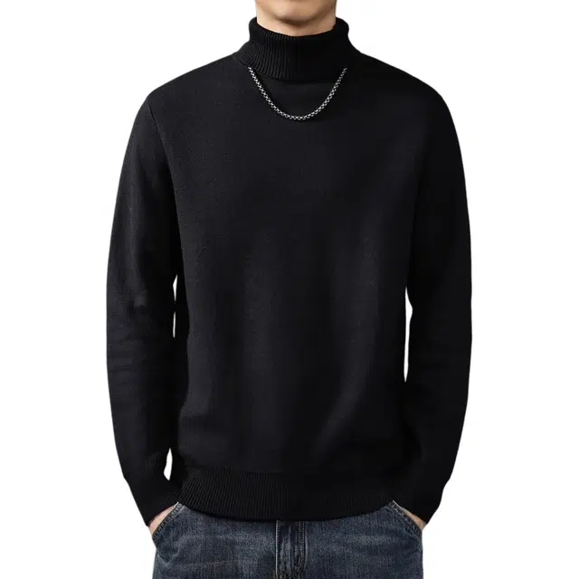 贵色 纯色水洗宽松套头毛衣 男款