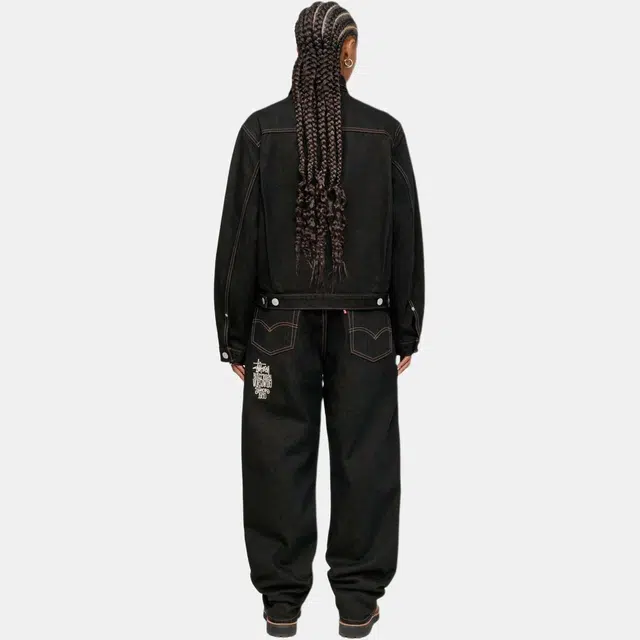 Stussy x Levi's SS24 Logo Embroidered Trucker Jacket Black