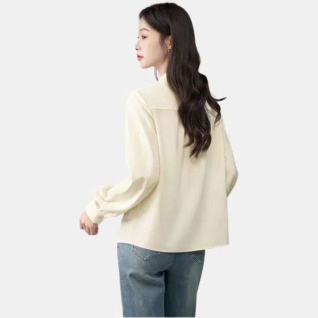 娅丽达 时尚休闲纯色立领长袖衬衫 女款