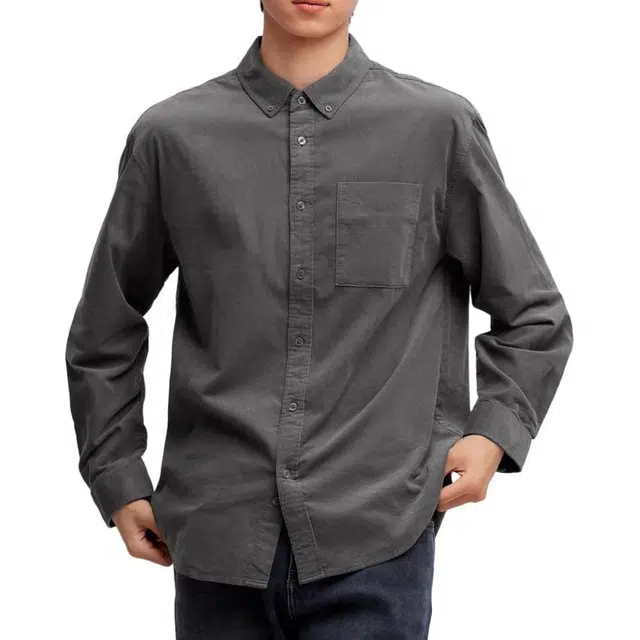 森马 纯色翻领百搭长袖衬衫 男款