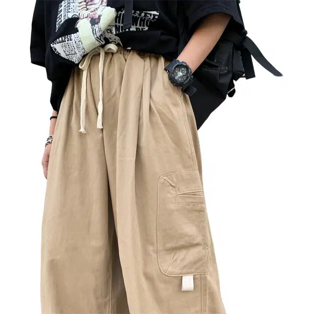北极绒 嘻哈简约复古口袋直筒工装裤宽松长裤休闲裤 男款