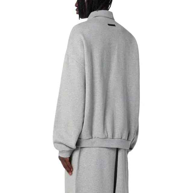 Fear of God Essentials Fall24 Fleece Polo Oatmeal Dark Heather
