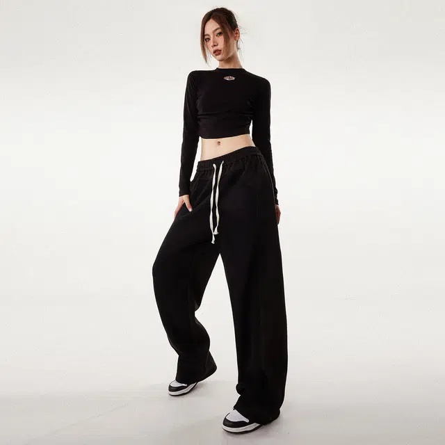 佐贝卡 纯色气质时尚高级感休闲裤 女款 黑色